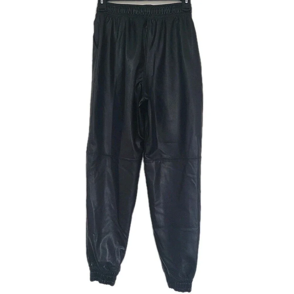Abercrombie & Fitch Jogger Pant Women XS Black Vegan Leather High Waisted Casual - Picture 4 of 14